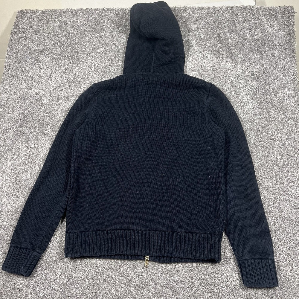 Vintage Y2K Women's L Polo Ralph Lauren Crest Logo Full Zip Chunky Knit Sweater - Picture 3 of 8